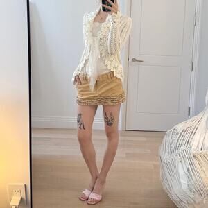 Korean deadstock cream crochet cardigan
